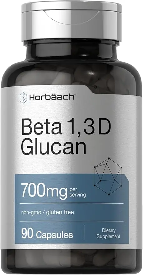 Horbäach Beta Glucan 1 3D 700 mg | 90 Capsules | Beta 1,3, 1,6 D Glucan | Non-GMO, Gluten Free Supplement 