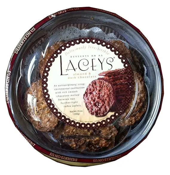 Laceys Almond and Dark Chocolate Crisp Toffee Wafer Cookies 
