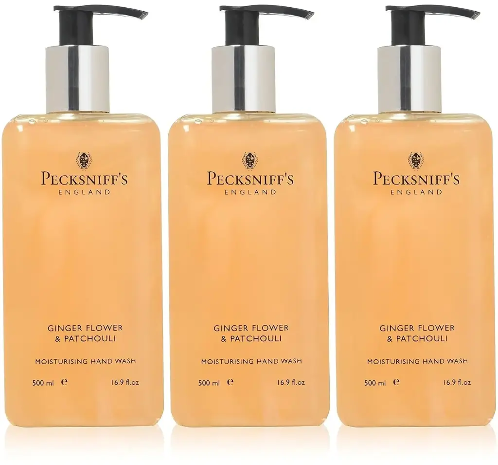 16.9 Fluid Oz Hand Wash (Ginger Flower & Patchouli) - Gentle Cleanser for Sensitive Skin - Moisturizing & Hydrating - All Natural Cruelty Free Hand Wash - Vitamin B Enriched Hand Wash - Pecksniff’s (Three Pack)