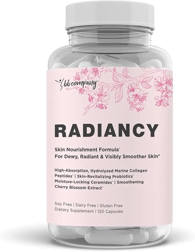 BB Company Radiancy | Probiotics for Vaginal Dryness, pH Balance | Fights Itch, Odor | Anti-Aging | Hyaluronic Acid, Probiotics, Vitamin C, Marine Collagen | Packaging Vary | 120 Ct 