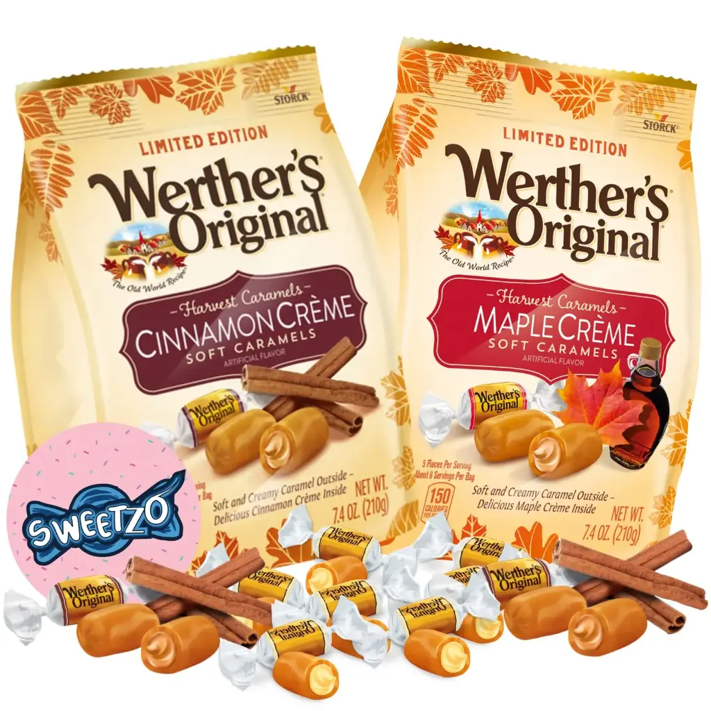 Werther's Original Limited Edition Harvest Soft Filled Caramels, Maple and Cinnamon Crème, Bulk Individually Wrapped Fall Candies, Pack of 2, 7.4 Ounces 