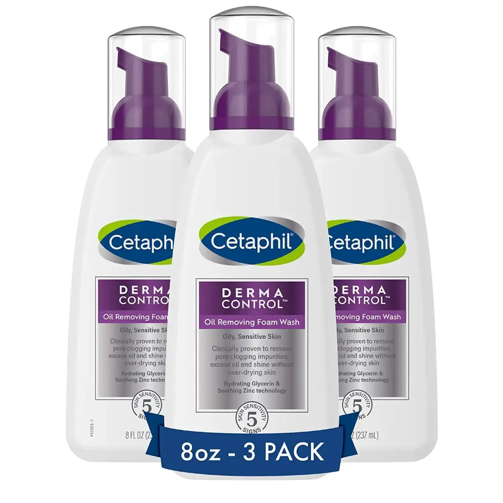 Cetaphil Pro Oil Removing Foam Wash, Foaming Facial Cleanser, Fragrance Free Formula Suitable for Sensitive Skin, 8 Fluid Ounce (Pack of 3) 