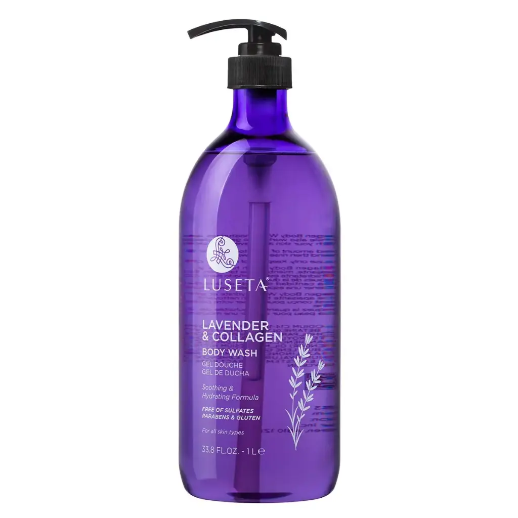 Luseta Lavender and Collagen Body Wash 33.8oz, Lightly Scented Daily Moisturizing Body Cleanser to Soothe & Relax 