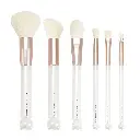 Impressions Vanity 6-PPCs Makeup Brush set with Hello Kitty Kawaii Icon and Aluminum Ferrule, Super Soft Makeup Brushes for Foundation, Face Powder, Blending, Defined Shadow, Eye Shadow (White) 