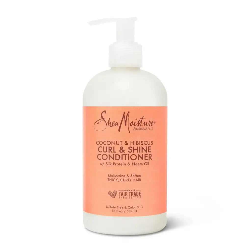 SheaMoisture Curl & Shine Conditioner Coconut & Hibiscus, for Thick, Curly Hair to Moisturize & Soften, 13 oz 