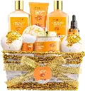 Gift Basket for Women - 10 Pc Almond Milk & Honey Beauty & Personal Care Set - Home Bath Pampering Package for Relaxing - Spa Self Care Kit - Thank You, Birthday, Mom, Anniversary Gift 