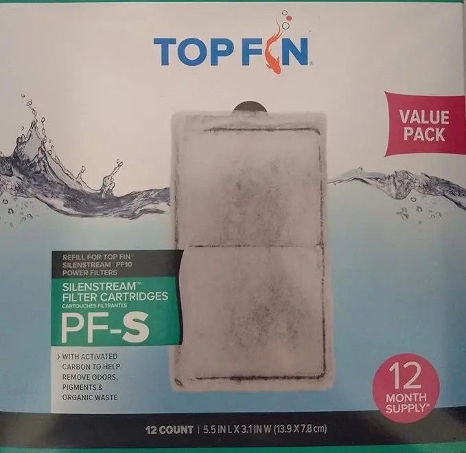 Top Fin Silenstream PF-S Refill for PF10 Power Filters 5.5in x 3.1- (12 Count) 1 Year Supply 