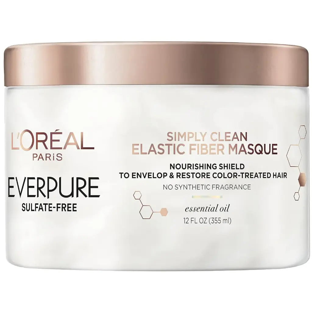 L'Oreal Paris EverPure Sulfate Free Simply Clean Elastic Fiber Masque, Hydrating 5 Minute Deep Conditioning Hair Mask for Dry Damaged Hair, 12 Fl Oz 