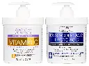 Advanced Clinicals Brightening Vitamin C Cream + 10% Glycolic Acid & Lactic Acid Exfoliating Body Lotion 2PC Skin Care Bundle | Brightening Body Moisturizer | KP Bump Eraser | Keratosis Pilaris, 2PC
