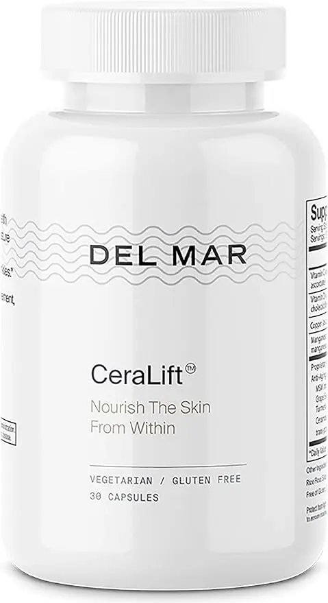 Del Mar Labs - CeraLift - 30 Day Supply - Doctor Formulated - For Reduction in Appearance of Fine Lines and Wrinkles - Anti-Aging Ceramides and Antioxidants - Vegetarian Capsules 