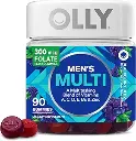 OLLY Men's Multivitamin Gummy, Vitamins A, C, D, E, B, Zinc, Blackberry Flavor, 45 Day Supply - 90 Count 