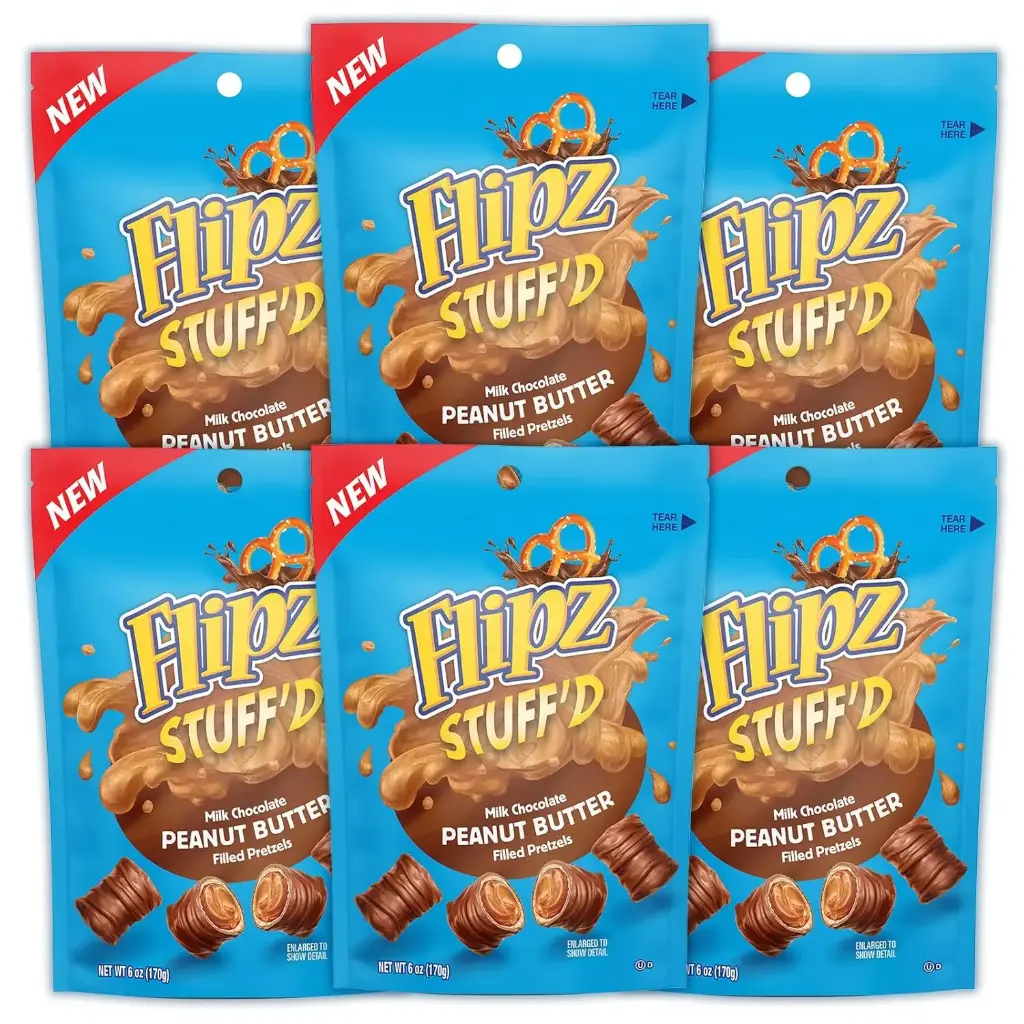 Flipz Pretzels (Peanut Butter Stuff'd, 3.5 Ounce Bag (Pack of 6))