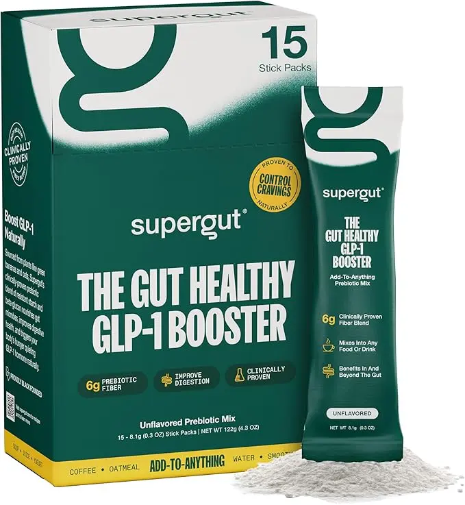 Gut Healthy GLP-1 Booster | High Fiber Supplement Mix | May Support Digestion | No Sugar | Soy Free | Keto Friendly | Unflavored Plant Based Powder (15 Servings, 1 Box) 