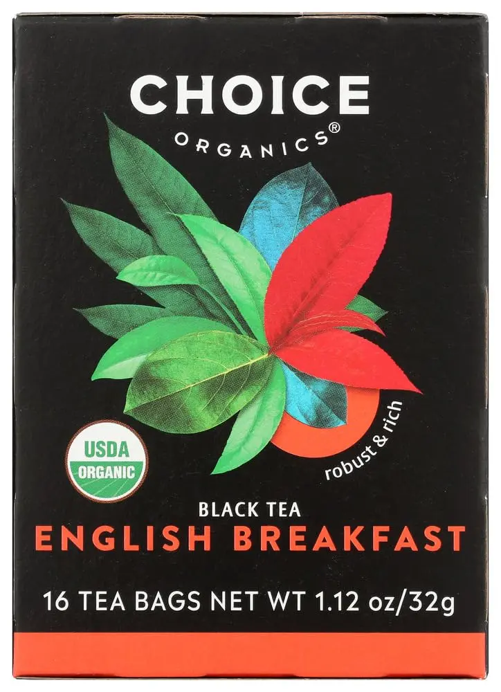 Choice Organics - Organic English Breakfast Tea (1 Pack) - Fair Trade - Compostable - Contains Caffeine - 16 Organic Black Tea Bags