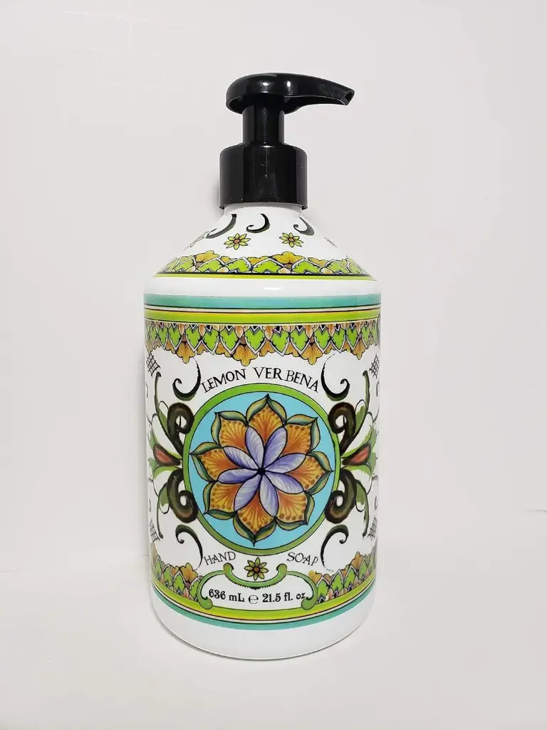 Lemon Verbena Hand Soap - Perfect Kitchen Decor Soap - Organic Liquid Hand Soap with Italian Soap Dispenser - Bathroom or Kitchen 21.5 Fl. Oz 