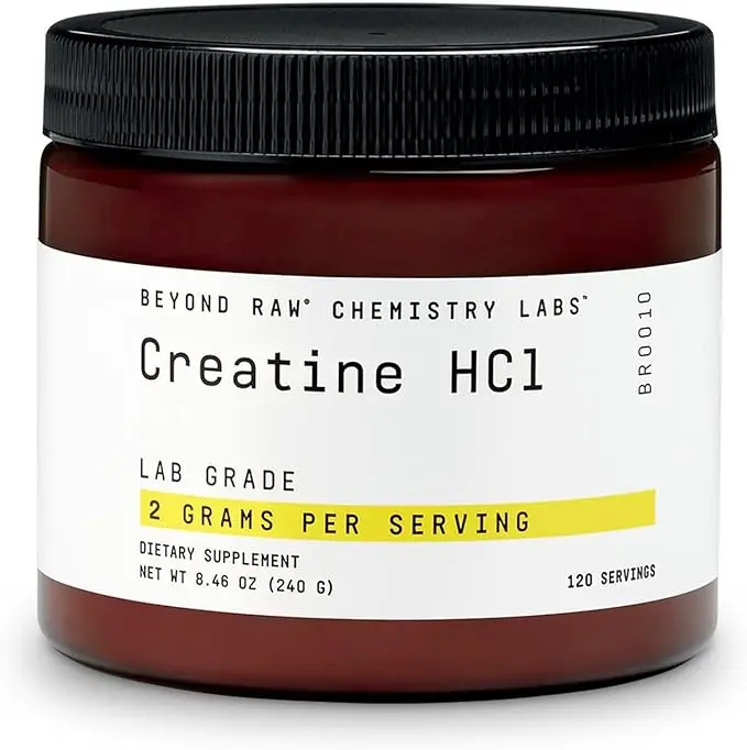 BEYOND RAW Chemistry Labs Creatine HCl Powder | Science-Backed | Enhances Strength and Muscle Performance | Lab Grade | 120 Servings 