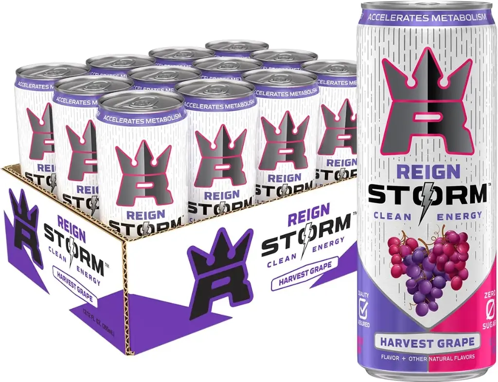 REIGN Storm, Harvest Grape, Fitness & Wellness Energy Drink, 12 Fl Oz (Pack of 12) 