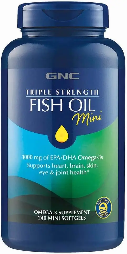 GNC Triple Strength Fish Oil Mini's |Omega-3 Heart, Brain, Joint & Eye Support with Triglyceride EPA & DHA | Non-GMO Gluten Free | 240 Mini Softgels 