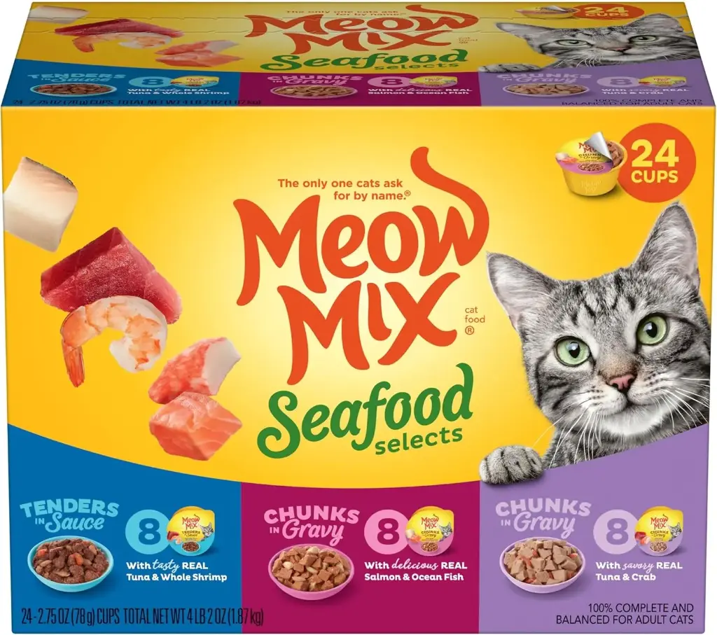 Meow Mix Seafood Selects Wet Cat Food Variety Pack, 2.75 Ounce (Pack of 24) 