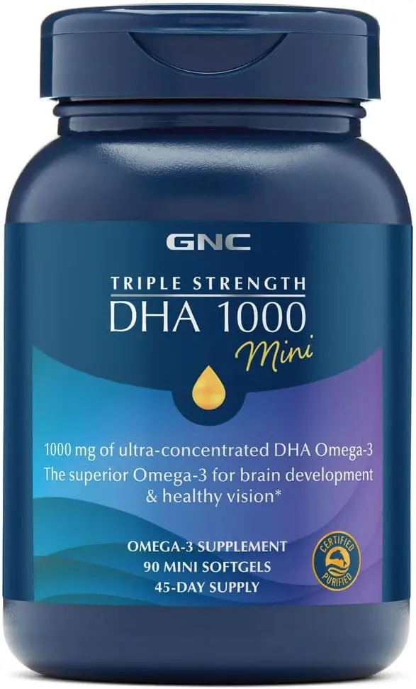 GNC Triple Strength DHA 1000 Mini, 90 Mini Softgels, for Join, Skin, Eye, and Heart Health 