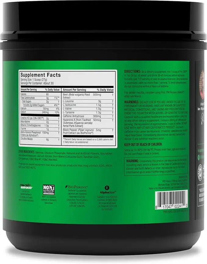 JYM Supplement Science Pre Jym Rainbow Sherbet, 30 Servings, Rainbow Sherbet, 1.8 Pound (Pack of 1) 