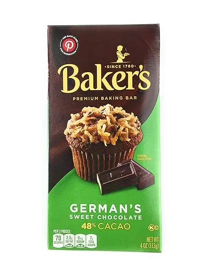 Bakers German's Sweet Chocolate Baking Bar (4 Pack) 4 Oz Ea. 