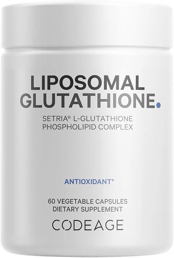 Codeage Liposomal Glutathione Supplement - Pure Reduced Setria L-Glutathione, Liposomal Delivery, Phospholipid Complex - Encapsulated Glutathione Powder Pills - Vegan, Non-GMO - 60 Capsules 