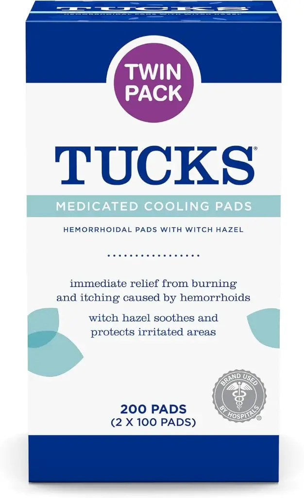 TUCKS Medicated Cooling Pads, 200 Count - Witch Hazel Pads for Sensitive Areas, Cleanse and Protect from Irritation 