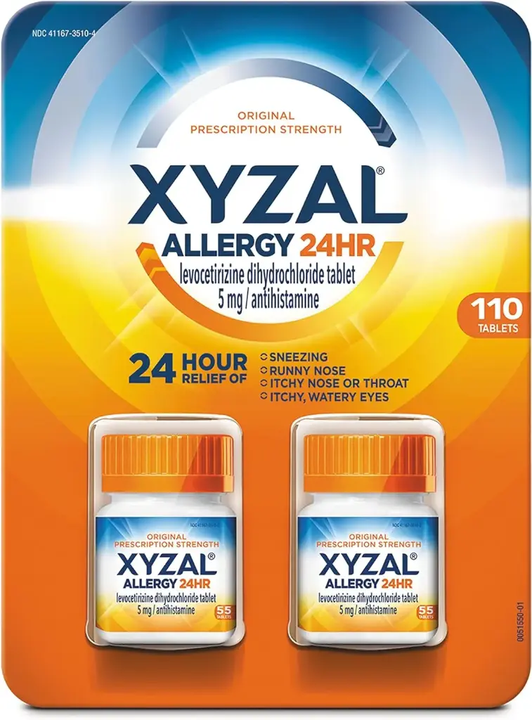 Xyzal Allergy Pills, 24-Hour Allergy Relief, Original Prescription Strength,55 Count (Pack of 2) 