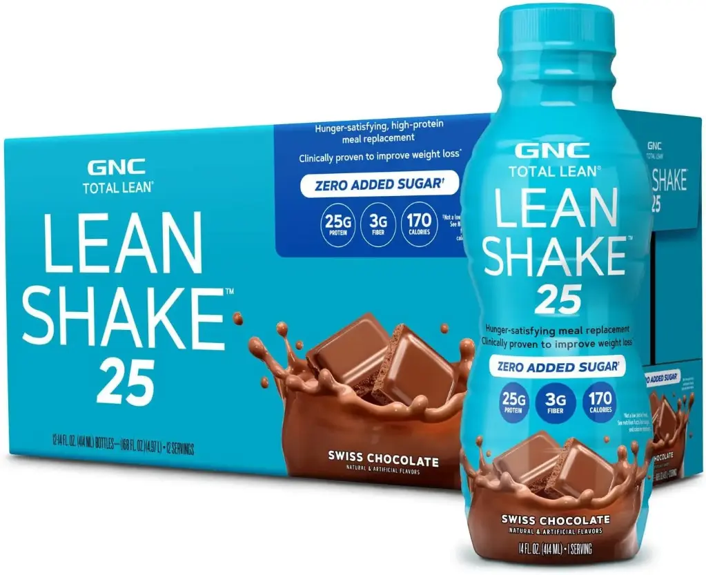 GNC Total Lean Lean Shake 25 - Swiss Chocolate - 12 Bottles 