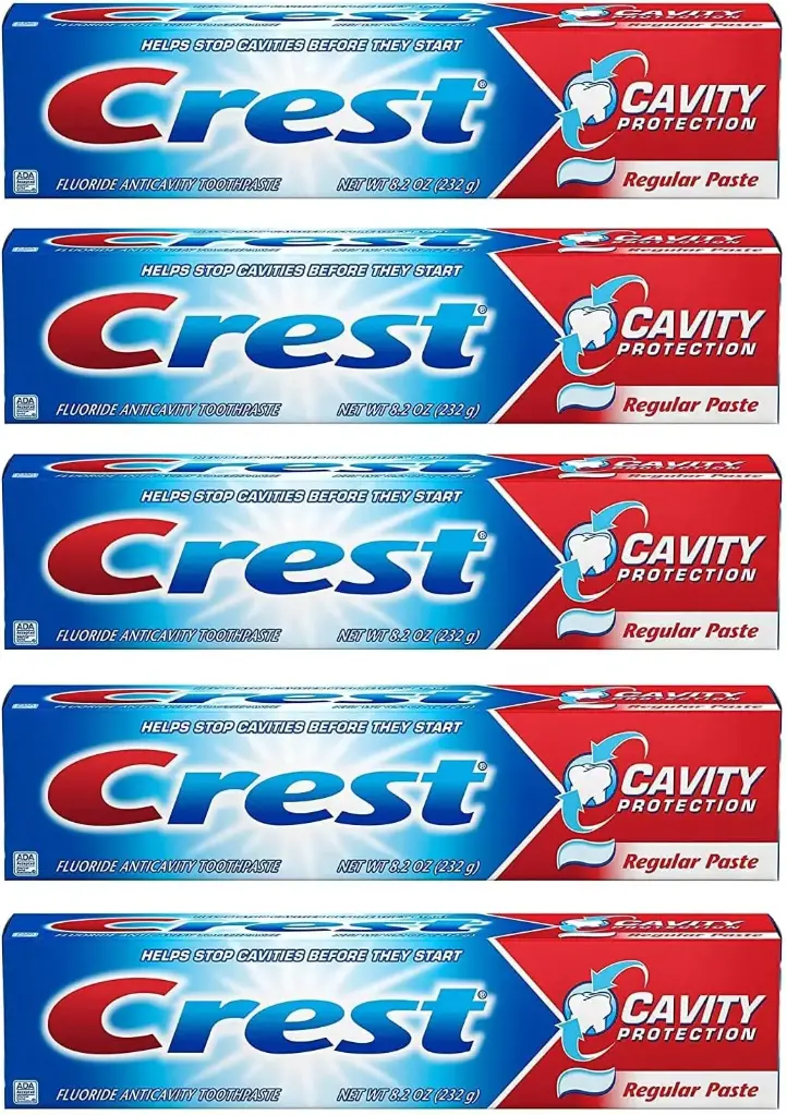 Crest Fluoride Anticavity Toothpaste, Prevents Cavities Before They Start, Regular Paste, 8.2 Ounce (Pack of 5) 