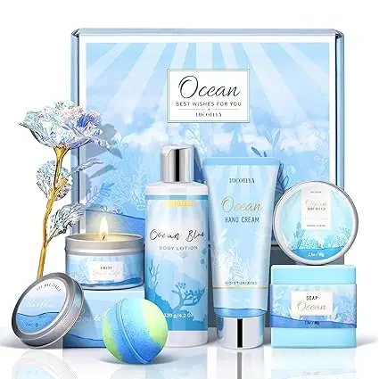 Gifts for Women, Ocean Scented Spa Gifts for Women Birthday 7 Luxury Self Care Gifts for Women, Gift Basket Care Package for Women Her Wife Mom Friends Female Bff