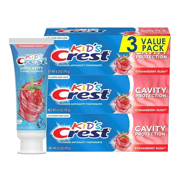 Crest Kid's Cavity Protection Fluoride Toothpaste, Strawberry Rush, 4.2 Ounce (Pack of 3) 