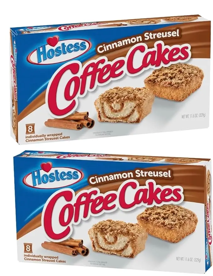 Hostess Cinnamon Coffee Cake, Topped with Streusel, Individually Wrapped, 8 Count, 11.6 oz | Pack of 2 