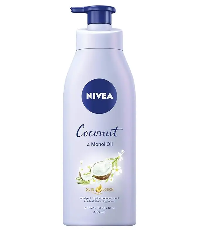 NIVEA Oil In Lotion Coconut & Monoi Oil (400ml), Replenishing Body Lotion with Tropical Coconut Scent & Powerful Monoi Oil, 48H Moisturising Cream, NIVEA Body Lotion 