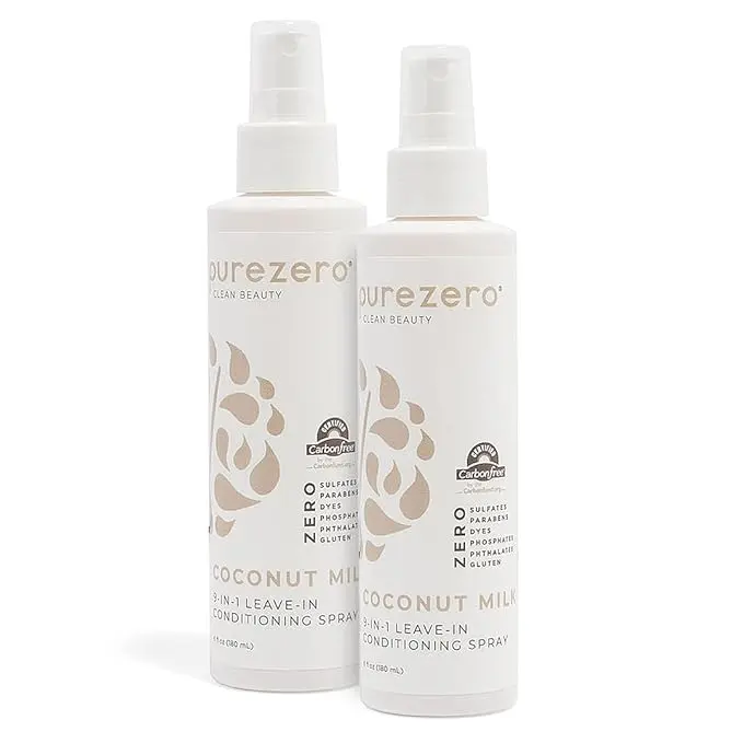 Purezero 9-in-1 Coconut Milk - Leave-In Conditioning Spray - Intense Hydration & Increase Shine, Fight Dandruff & Frizz, Zero Sulfates, Parabens, Dyes (6 oz (2 Pack)) 
