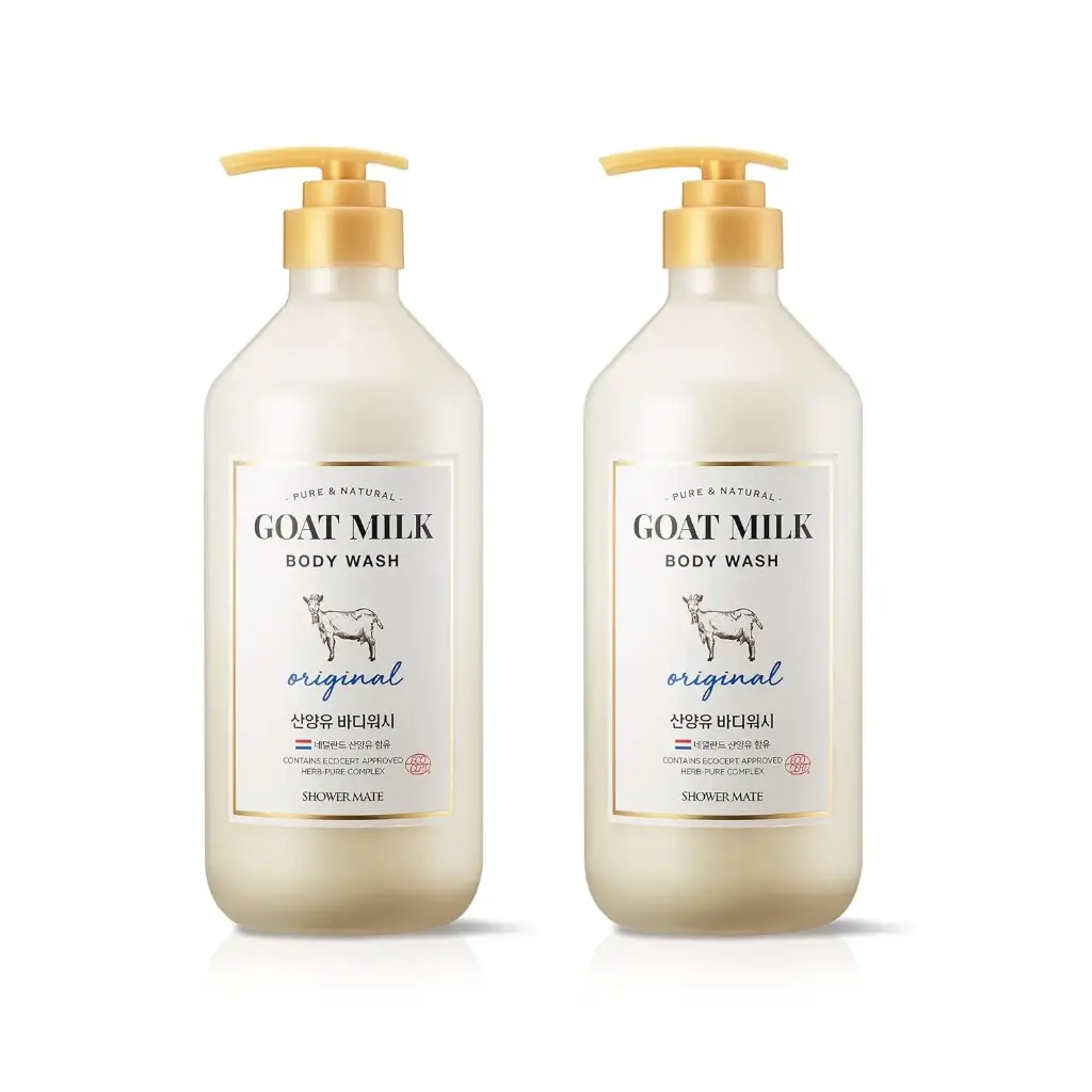 AEKYUNG Premium Goat Milk Body Wash Original For Smooth Sensitive Skin, Non-Irritation Mostiurizing PH Balancing Body Cleanser With Herb Pure Complex, 27 Fl Oz, Pack Of 2 