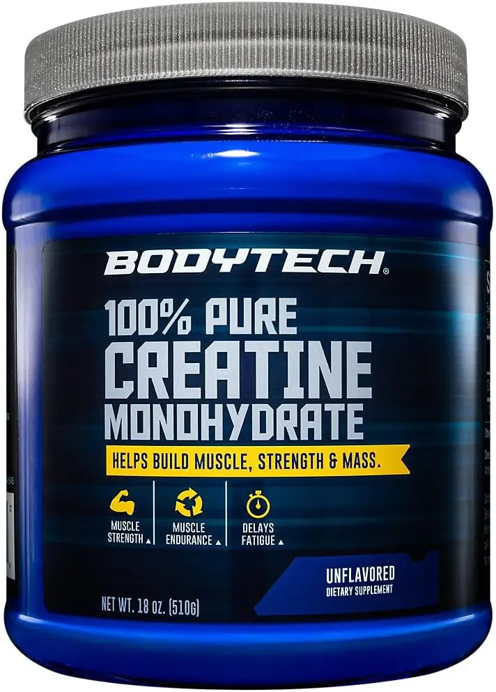 BodyTech 100% Pure Creatine Monohydrate Powder - Premium Micronized Creatine for Enhanced Muscle Strength and Performance - Supports Muscles, Recovery, and Increased Exercise (18oz/102 Servings) 