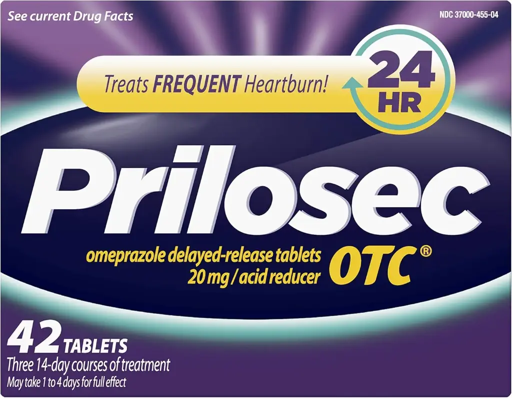 Prilosec OTC Frequent Heartburn Relief Medicine and Acid Reducer 42 Tablets Omeprazole Delayed-Release Tablets 20mg - Proton Pump Inhibitor (OLD) 