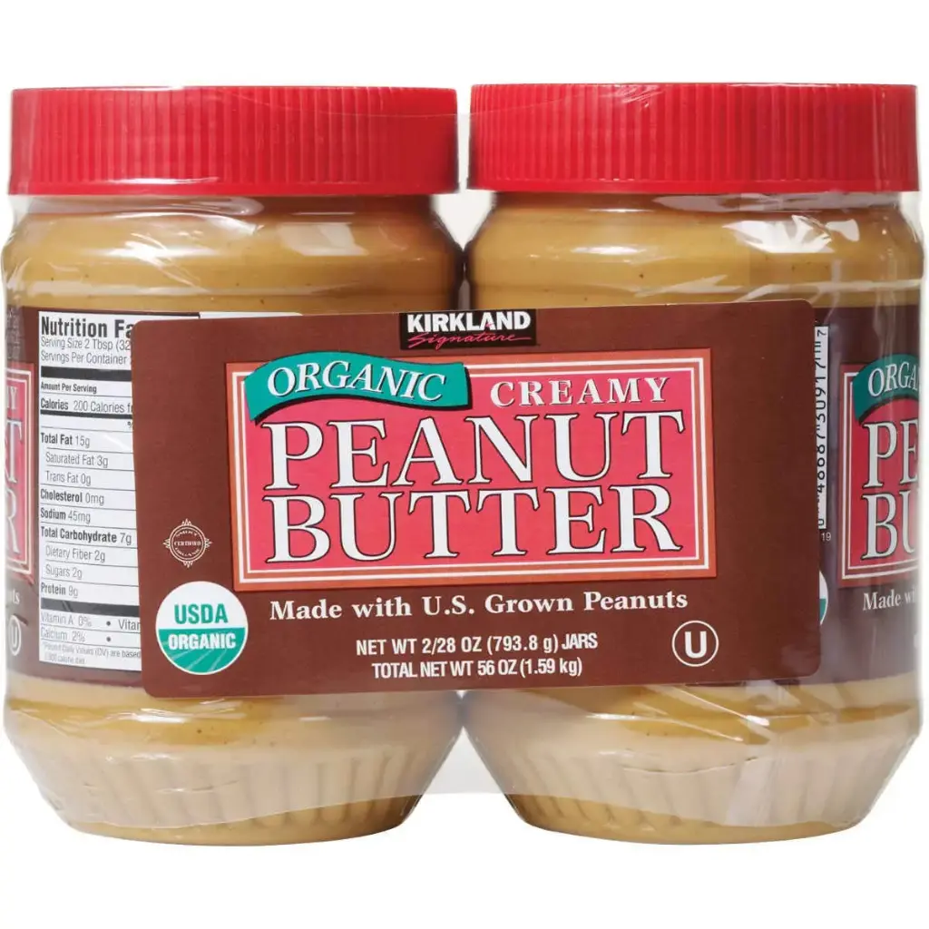 Kirkland Organic Creamy Peanut Butter U.S. Valencia Peanuts 28 Ounce Each Jar 2 Pack 
