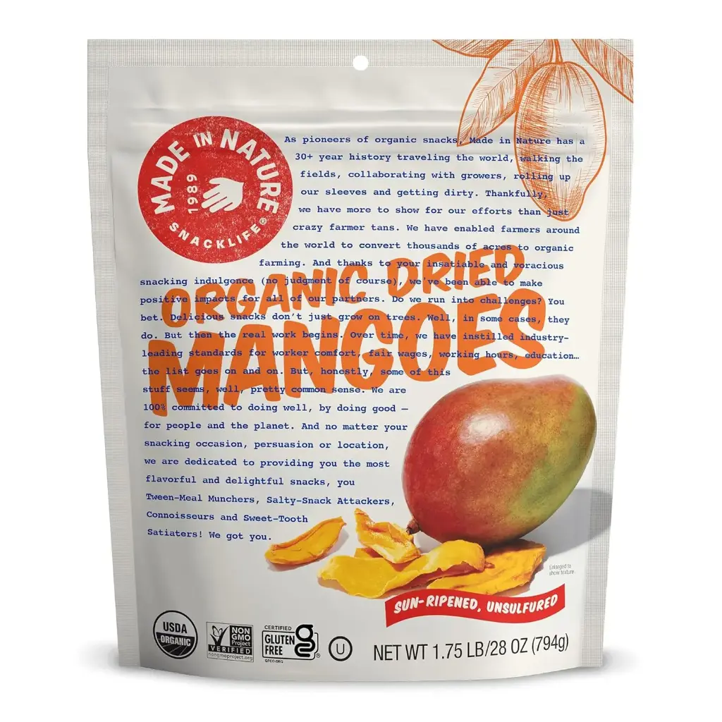 Made In Nature Organic Dried Mangoes, 28 Ounce (Pack of 1) – Vegan Snack, Non-GMO, Unsulfured, Gluten Free, Kosher 