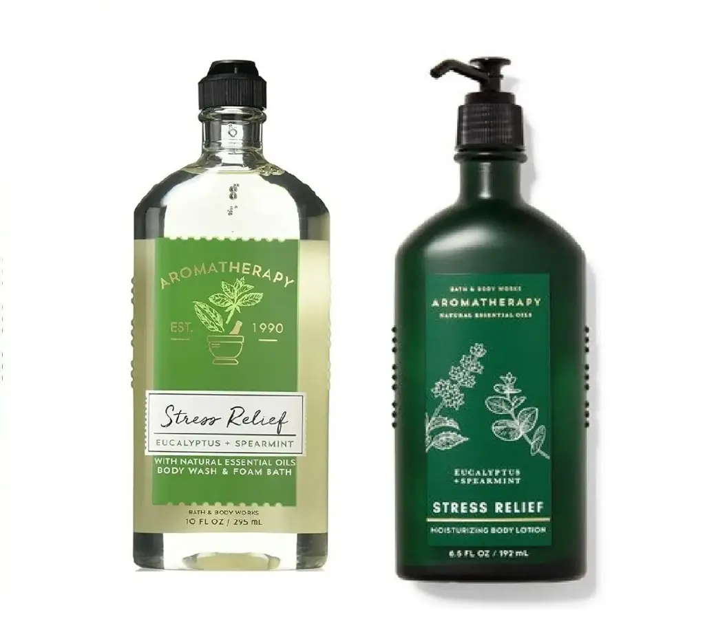 Bath and Body Works Eucalyptus Spearmint Stress Relief Lotion and Wash 2 Piece Set 