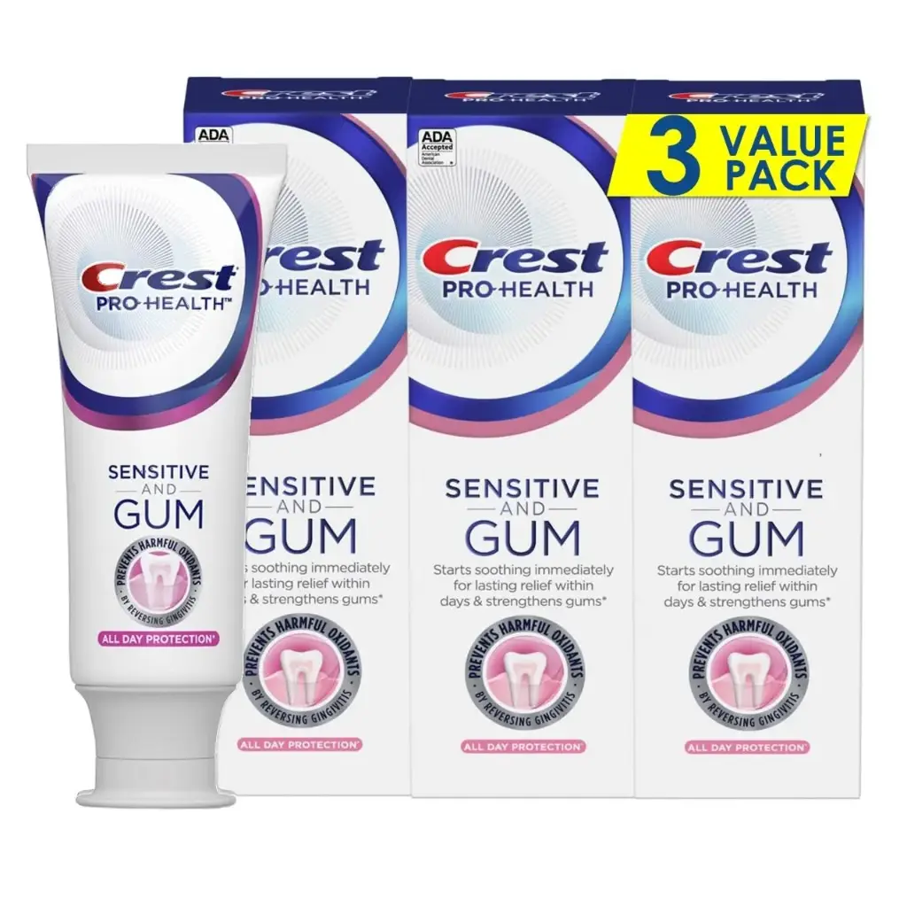 Crest Pro-Health Gum and Sensitivity, Sensitive Toothpaste, All Day Protection, 3.7 oz, Pack of 3 
