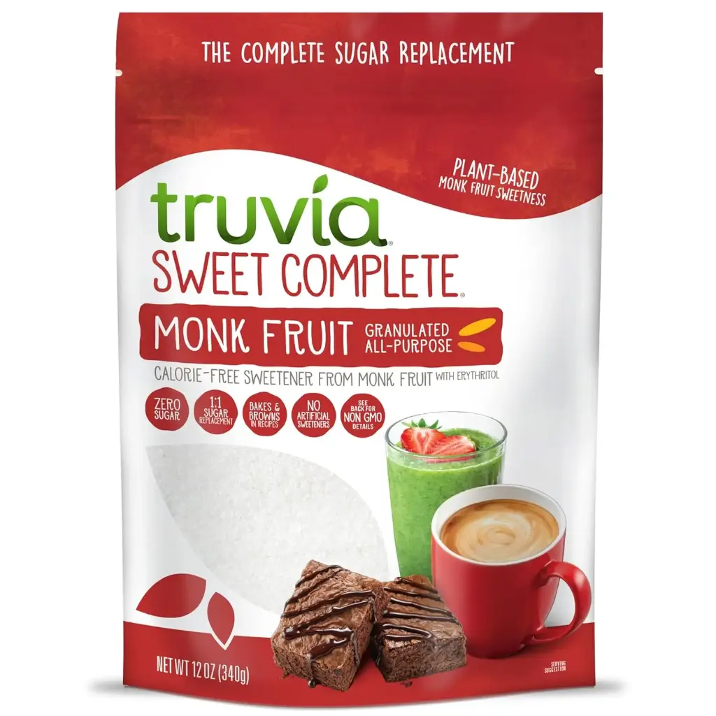 Truvia Sweet Complete Granulated All-Purpose Calorie-Free Sweetener from the Monk Fruit, 12 oz Monkfruit Bag (Pack of 1) 