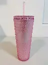 Starbucks Plastic Cold CUP Cherry Blossom Pink Chain Soft Touch Ice Tumbler 24oz Venti Size 