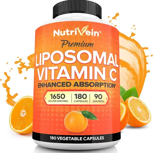 [909021] Nutrivein Liposomal Vitamin C 1650mg - 180 Capsules - High Absorption Ascorbic Acid - Supports Immune System & Collagen Booster - Powerful Antioxidant 