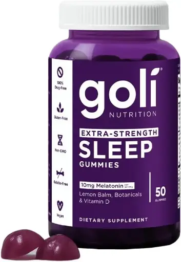 [909024] Goli Nutritional Supplement, Extra Strength Sleep Gummy 10mg Melatonin - 1 Pack 50 Count - Gluten-Free, Vegan, Non-GMO, and Gelatin-Free 