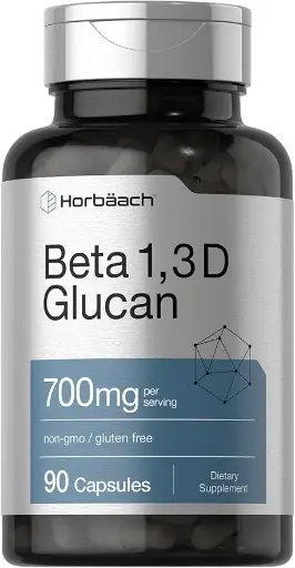 [909029] Horbäach Beta Glucan 1 3D 700 mg | 90 Capsules | Beta 1,3, 1,6 D Glucan | Non-GMO, Gluten Free Supplement 
