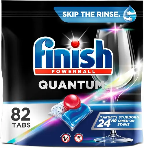 [252537] FINISH Quantum Powerball, Dishwasher Pods, Dishwasher Detergent Liquid, Dishwasher Soap, Advanced Clean & Shine, 82ct Dishwasher Tablets 