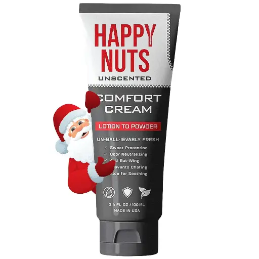 [909035] HAPPY NUTS Comfort Cream Deodorant For Men: Anti-Chafing Sweat Defense, Odor Control, Aluminum-Free Mens Deodorant & Hygiene Products for Men's Private Parts 3.4 oz. (3.4 Fl Oz (Pack of 1), Unscented) 
